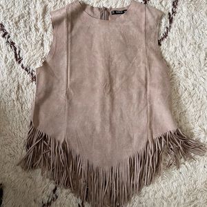 SHEIN Suede Fringe Top